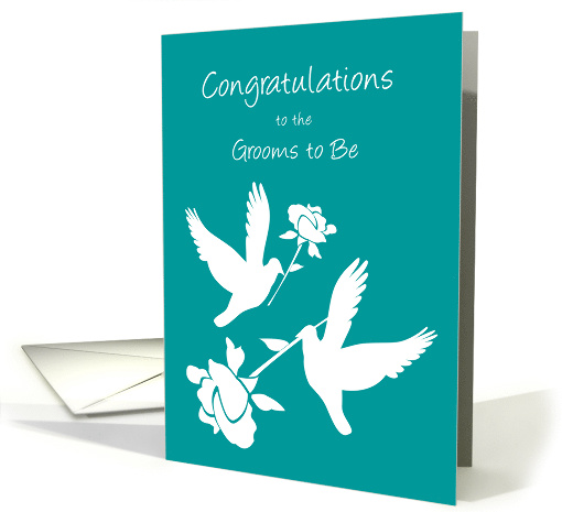 Gay Son Bridal Shower Two White Doves and Roses card (1143214)