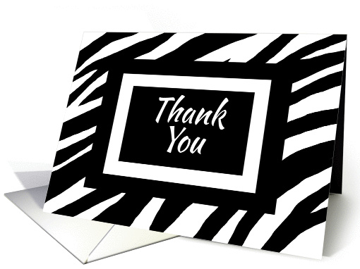 Thank You Zebra Print Contemporary Black and White card (1146342)