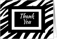 Thank You Zebra Print Contemporary Black and White card