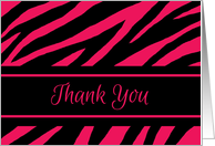 Thank You Zebra Print Blank Inside Contemporary Black and Magenta card