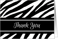 Thank You Zebra Print Blank Inside Contemporary Black and White card