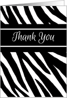 Thank You Zebra Print Blank Inside Contemporary Black and White card