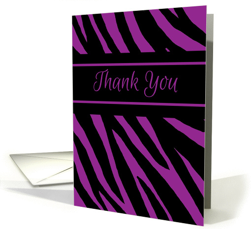 Thank You Zebra Print Contemporary Black and Purple card (1146376)