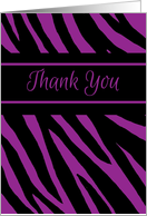 Thank You Zebra Print Contemporary Black and Purple card