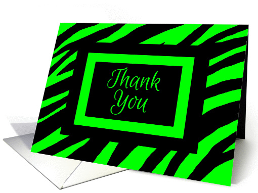 Thank You Zebra Print Blank Contemporary Black and Lime card (1146722)