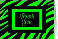 Thank You Zebra Print Blank Contemporary Black and Lime card