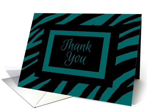 Thank You Zebra Print Blank Contemporary Black and Teal card (1146724)