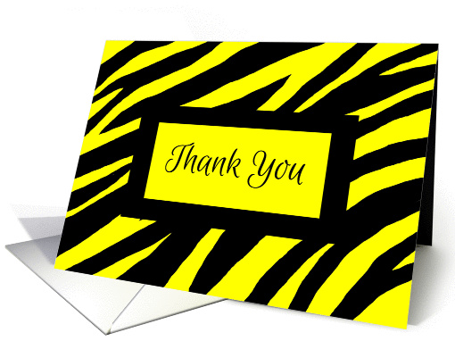 Thank You Zebra Print Blank Contemporary Black and yellow card