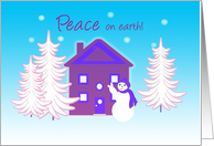 Christmas Peace on Earth Snowman Giving Peace Sign card