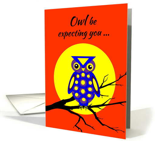 Invitation Halloween Birthday Party Owl With Big Yellow... (1151322)