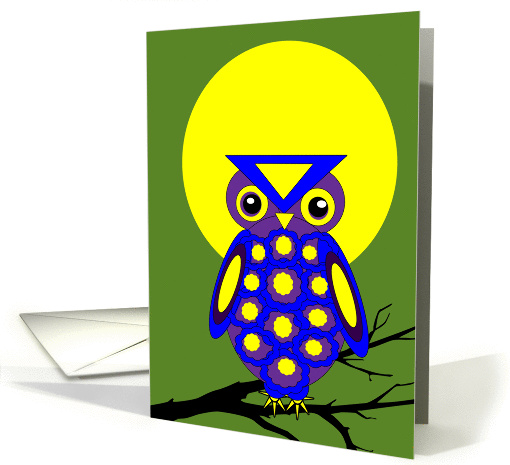 General Halloween Owl W Big Yellow Moon on Tree Branch card (1151374)