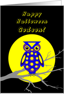 Godson Halloween Owl W Big Yellow Moon on Tree Branch card
