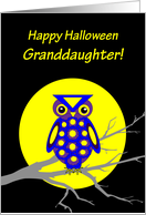 Granddaughter Halloween Owl W Big Yellow Moon on Tree Branch card