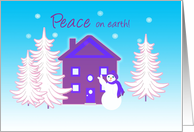 Humorous Peace on Earth Jolly Snowman with Peace Sign card