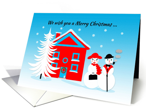 Humorous Christmas Jolly Dressed Up Snowpeople card (1152928)