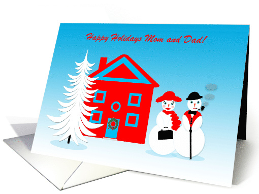 Customizable Christmas Jolly Dressed Up Snowpeople card (1154416)