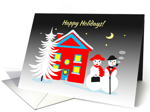 Christmas From Expecting Parents Jolly Dressed Up Snowpeople card
