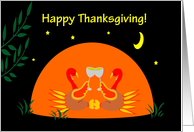 Thanksgiving Wine Vegetarian Humor Grateful Toasting Turkeys in Tent card