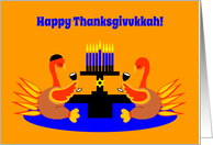 Invitations Thanksgivukkah Toasting Turkeys with Menorah card