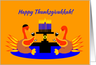 Thanksgivukkah Humorous Toasting Turkeys with Menorah card