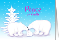 Christmas Peace on Earth Snuggling Polar Bears in Snow card
