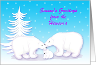 Custom Name Specific From Christmas Snuggling Polar Bears in Snow card