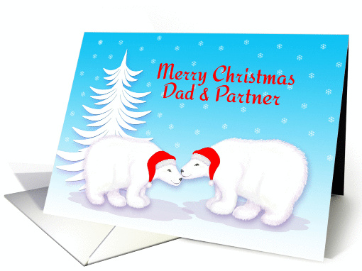 Gay Dad Christmas Humor Snuggling Polar Bears in Snow card (1162100)