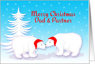 Gay Dad Christmas Humor Snuggling Polar Bears in Snow card