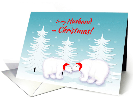 Husband Christmas Humor Snuggling Polar Bears in Snow card (1162118)