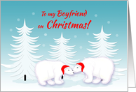 Boyfriend Christmas Humor Snuggling Polar Bears in Snow card