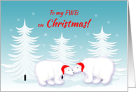 Friend With Benefits Christmas Humor Snuggling Polar Bears in Snow card