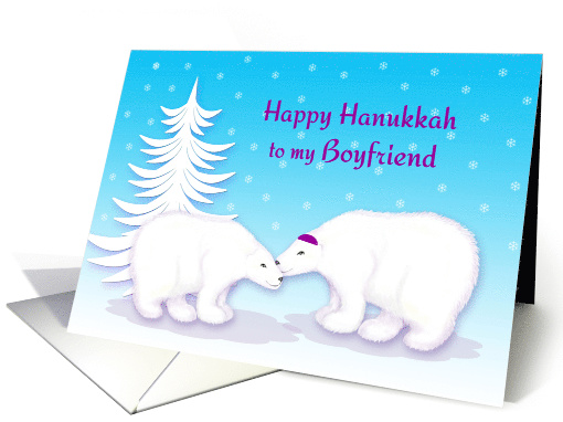 Boyfriend Hanukkah Humor Snuggling Polar Bears in Snow card (1166166)