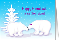 Boyfriend Hanukkah Humor Snuggling Polar Bears in Snow card