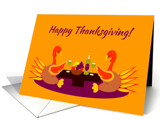 Wine and Food Thanksgiving Humor Praying Thankful Turkeys card