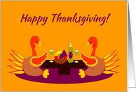 Wine and Food Thanksgiving Humor Praying Thankful Turkeys card