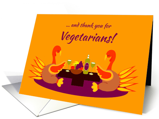 Vegetarian Thanksgiving Humor Praying Thankful Turkeys card (1168156)