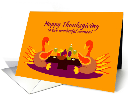 Lesbian Daughter Thanksgiving Humor Praying Thankful Turkeys card