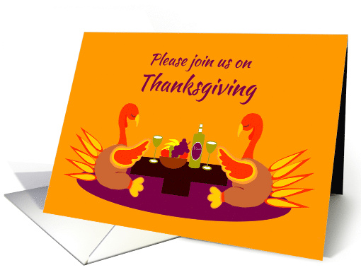 Invitation Thanksgiving Dinner Humor Praying Thankful Turkeys card