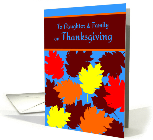 Daughter and Family Thanksgiving Autumn Falling Colorful Leaves card