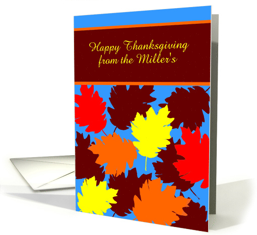 Personalized Name Thanksgiving Autumn Falling Colorful Leaves card