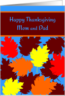 Parents Thanksgiving Autumn Falling Colorful Leaves card