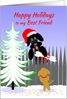 Friend With Benefits Christmas Happy Holidays Dog Santa with Bone card
