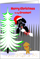 Groomer Christmas Happy Holidays Dog Santa with Bone card