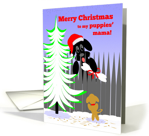 Christmas for Dog's Puppies' Mama Dog Santa with Bone card (1172932)