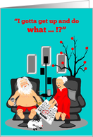 For Couple Christmas Humor Lazy Beer drinking Santa card