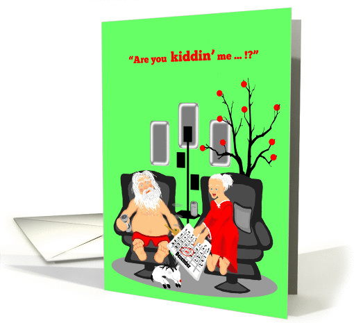Parents Christmas Humor Lazy Beer drinking Santa card (1175766)