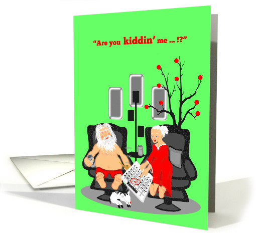 Husband Christmas Humor Lazy Beer drinking Santa card (1175772)