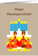 Thanksgivukkah Invitation Turkey Family with Menorah card