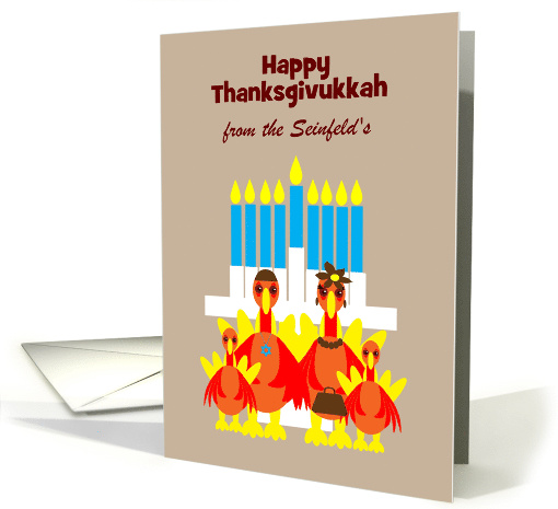 Thanksgivukkah Custom Front Turkey Family with Menorah card (1181856)