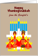 Thanksgivukkah Custom Front Turkey Family with Menorah card